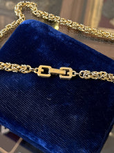 Load image into Gallery viewer, Vintage 1980s Signed Givenchy Gold Plated Byzantine Chain Necklace G Clasp 18"