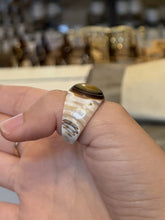 Load image into Gallery viewer, Vintage 1980s Southwestern Unisex Carved Shell Mother of Pearl Ring US 8