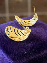 Load image into Gallery viewer, Vintage Solid 14k Yellow Gold Diamond Cut Open Work Curved Drop Earrings