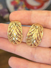 Load image into Gallery viewer, Vintage Solid 14k Yellow Gold Diamond Cut Open Work Curved Drop Earrings