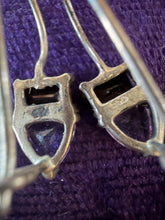 Load image into Gallery viewer, Vintage Sterling Silver Faceted Garnet & Purple Glass Dangle Drop Earrings