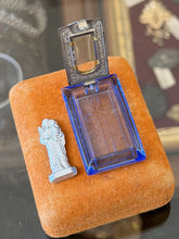 Load image into Gallery viewer, Antique 1920s Art Deco Czechoslovakia Reliquary Pocket Shrine Blue Glass Pendant