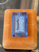 Load image into Gallery viewer, Antique 1920s Art Deco Czechoslovakia Reliquary Pocket Shrine Blue Glass Pendant