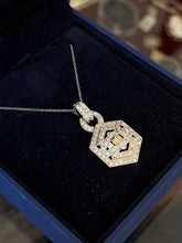 Load image into Gallery viewer, Swarovski Sterling Silver & Crystal Two Tone Hexagonal Pendant Necklace in Box
