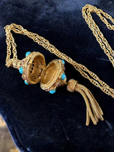 Load image into Gallery viewer, Vintage 1960s Signed Florenza Etruscan Revival Gold Tone Locket Pendant Necklace