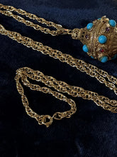 Load image into Gallery viewer, Vintage 1960s Signed Florenza Etruscan Revival Gold Tone Locket Pendant Necklace