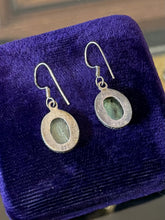 Load image into Gallery viewer, Vintage Sterling Silver Labradorite Oval Bezel Set Cabochon Dangle Drop Earrings