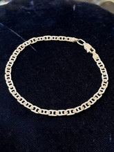 Load image into Gallery viewer, Vintage 925 Sterling Silver Textured Mariner Link Chain Bracelet 7.4"