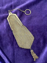 Load image into Gallery viewer, Antique Art Deco Whiting & Davis Metal Mesh Purse Circa 1920s Blue Stone Vintage