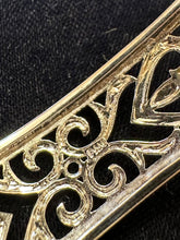 Load image into Gallery viewer, Vintage P*M Art Deco Revival Sterling Silver Filigree Sapphire Hinged Bracelet