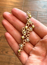 Load image into Gallery viewer, Vintage Postmodern Sterling Silver 18K Yellow Gold Pearl Two Tone Bubble Brooch