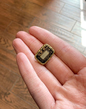 Load image into Gallery viewer, Antique Georgian Gold Filled Black Enamel Mourning Hair Brooch Pin C-Clasp Mini