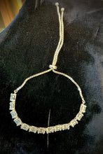 Load image into Gallery viewer, Vintage 925 Sterling Silver Light Blue CZ Box Chain Slider Bracelet Adjustable