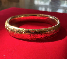 Load image into Gallery viewer, Antique Edwardian Gold Filled Engraved 1915 EJG to HH Monogram Bangle Bracelet