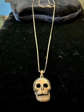 Load image into Gallery viewer, Vintage Solid Sterling Silver Articulated Skull Head Pendant Necklace 30" Rare