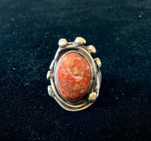 Load image into Gallery viewer, Vintage Artisan Sterling Silver Red Jasper Cabochon Statement Ring US 7.5 OOAK