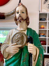 Load image into Gallery viewer, Vintage Midcentury St. Jude Thaddeus The Apostle Hand Painted Wood Statue Italy