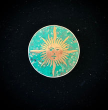 Load image into Gallery viewer, Vintage 1970s Taxco Mexico CPR Sterling Silver Turquoise Copper Sun Face Brooch