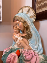 Load image into Gallery viewer, Vintage Religious TV Lamp 1950s Virgin Mary Baby Jesus Chalkware | Works!