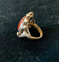 Load image into Gallery viewer, Vintage Artisan Sterling Silver Red Jasper Cabochon Statement Ring US 7.5 OOAK