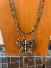 Load image into Gallery viewer, Vintage Midcentury Hollycraft Butterfly Fringe Double Strand Pendant Necklace