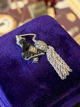 Load image into Gallery viewer, Vintage Judith Jack Sterling Silver Marcasite Black Enamel Perfume Fringe Brooch