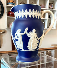 Load image into Gallery viewer, Vintage 1950s Dudson Hanley Jasperware Blue & White Neoclassical Revival Pitcher