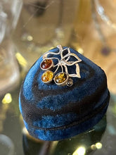 Load image into Gallery viewer, Vintage Sterling Silver Baltic Amber Cabochon Cherries Motif Mini Brooch Pin