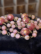 Load image into Gallery viewer, Vintage Pink & Mauve Murano Latticino Wedding Cake Venetian Glass Bead Necklace