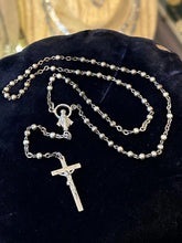 Load image into Gallery viewer, Vintage Italy Silver Plated Beaded Rosary Miraculous Medal Mary Crucifix 12.5"