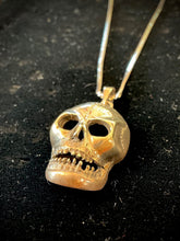 Load image into Gallery viewer, Vintage Solid Sterling Silver Articulated Skull Head Pendant Necklace 30" Rare