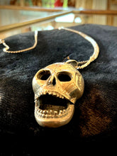 Load image into Gallery viewer, Vintage Solid Sterling Silver Articulated Skull Head Pendant Necklace 30" Rare