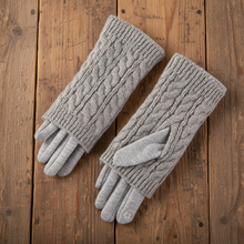 Load image into Gallery viewer, 3 in 1 Cable Solid Knit Textured Winter Gloves:
