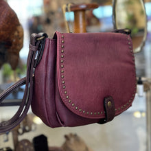 Load image into Gallery viewer, The CHEYENNE Burgundy Studded Front Flap Shoulder Bag
