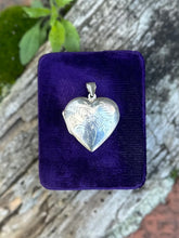 Load image into Gallery viewer, Vintage Sterling Silver Hand Engraved Scroll Etched Heart Locket Pendant Double Photo
