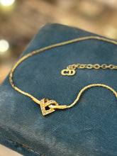 Load image into Gallery viewer, Vintage Y2K Signed Christian Dior CD Gold Tone CZ Heart Necklace
