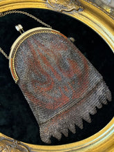 Load image into Gallery viewer, Vintage Art Deco 1930s German Micro Mesh Art Deco Burnt Orange Enameled Flapper Purse Handbag
