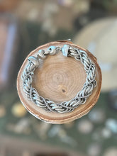 Load image into Gallery viewer, Vintage Monet Signed Chunky Twist Silver Tone Bracelet 8.25” Midcentury
