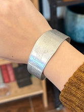 Load image into Gallery viewer, Vintage WWII Era 1940s US Military Trench Art Handmade Aluminum Sweetheart Cuff Bracelet Bremerhaven Germany “My Darling”

