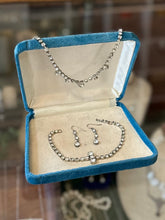 Load image into Gallery viewer, Vintage Circa 1950s Faceted Glass Rhinestone Collar Necklace 15”, Bracelet 7.5”, &amp; Dangle Earrings Set
