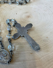 Load image into Gallery viewer, Vintage 1940s Clear Hand Cut Crystal Sterling Silver Crucifix Rosary 20.75&quot;
