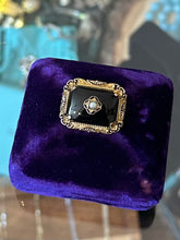 Load image into Gallery viewer, Antique 1920s 1930s Art Deco Gold Tone Black Glass &amp; Seed Pearl Mourning Pin Brooch
