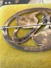 Load image into Gallery viewer, Signed Steve STAMAS Sterling Silver &amp; 14k Gold Filled Abstract Oval Brooch Pin
