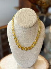 Load image into Gallery viewer, Vintage Midcentury Faceted Yellow Crystal Graduated Beaded Necklace 16.75”
