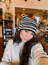 Load image into Gallery viewer, Striped Crocheted Cat Ear Hat | 3 different colors
