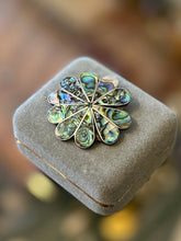 Load image into Gallery viewer, Vintage Early TAXCO Mexico Pre-1950 Signed Abalone Sterling Silver Flower Rosette Brooch or Pendant
