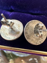 Load image into Gallery viewer, Vintage Two Tone Sterling Silver Beaded Scroll Design Circle Stud Earrings
