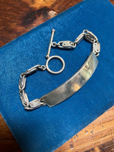 Load image into Gallery viewer, BRENDA SCHOENFELD Sterling Silver ID Bracelet Snail Chain Toggle Mexico &#39;90s Men
