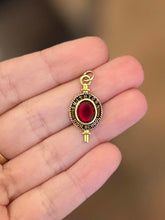 Load image into Gallery viewer, Vintage 1/20 10k Gold Filled Red Rhinestone Smithtown High School NY Charm
