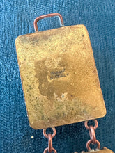 Load image into Gallery viewer, Vintage 1940s 1950s Italian Brass &amp; Glass Micro Mosaic Panel Link Bracelet 7.75"
